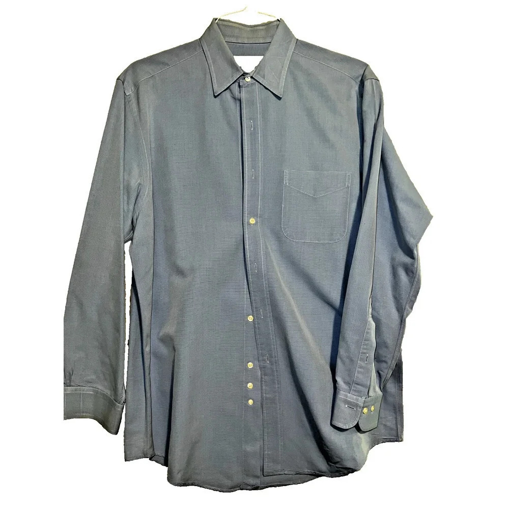 Brooks Brothers makers Italy 15 1/2 32-33 long sleeve Blue Egyptian cotton